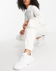 Флисовые джоггеры фантомного белого цвета Nike Swoosh