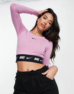 Фиолетовый укороченный топ с длинными рукавами и логотипом Nike