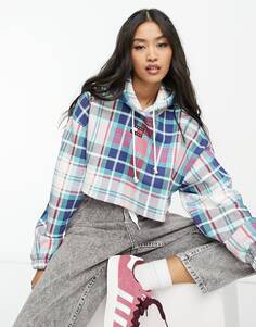 Укороченное худи в клетку Tommy Jeans с логотипом