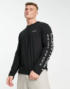 Черная футболка с длинным рукавом Calvin Klein