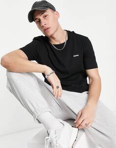 Черная футболка с небольшим логотипом Hugo Dero Boss