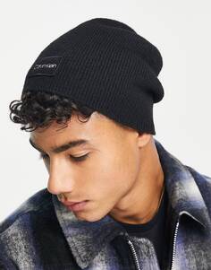 Черная шерстяная шапка-бини Calvin Klein