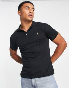 Черное облегающее поло pima polo с логотипом Polo Ralph Lauren