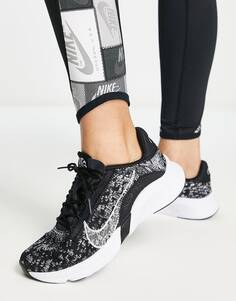 Черно-белые кроссовки Nike Training SuperRep Go 3 из мухового трикотажа