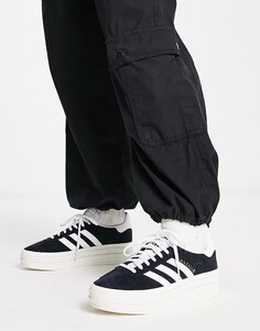 Черно-белые кроссовки на платформе Adidas Originals Gazelle Bold