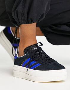 Черно-синие кроссовки на платформе Adidas Originals Gazelle Bold