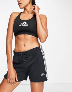 Черные узкие шорты с 3 полосками adidas Training Essential 3