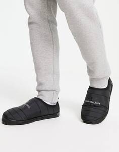 Черные пуховые тапочки Calvin Klein Jeans