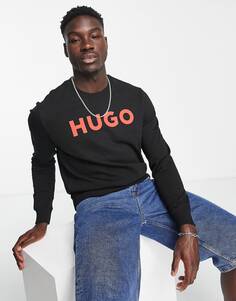Черный свитшот с крупным логотипом HUGO Dem Boss