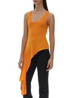 Асимметричная майка с драпировкой Helmut Lang Orange