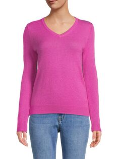 Базовый кашемировый свитер Amicale с v-образным вырезом, розовый