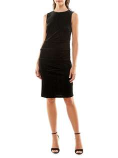 Бархатное платье-футляр Nicole Miller с эффектом металлик, черный