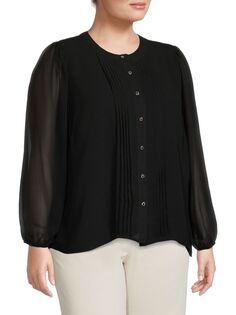 Блузка Calvin Klein с полупрозрачными рукавами и защипами, черный