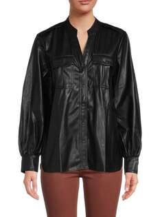 Куртка-рубашка Karl Lagerfeld Paris из искусственной кожи utility, черный