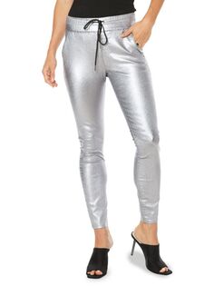 Металлизированные брюки Juicy Couture на шнуровке, gunmetal