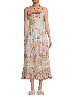 Многоярусное платье-футляр миди в тропическом стиле Ranee&apos;s White Ranee's