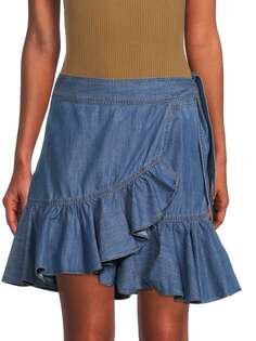 Мемфис мини-юбка Veronica Beard с завязками на талии, голубой