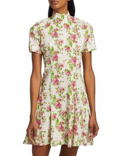 Мини-платье Emilia Wickstead с цветочным воротником pippa, розовый