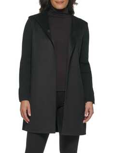 Пальто с капюшоном и ребристыми рукавами Kenneth Cole Black