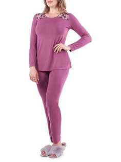 Комплект пижамный Memoi из двух предметов из смеси модала, фиолетовый