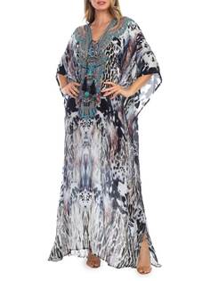 Платье La Moda Clothing макси-кафтан с принтом, мультиколор