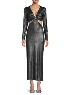 Платье макси с металлическим вырезом Renee C. Black silver
