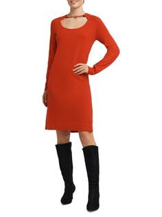 Платье-свитер H Halston с отделкой цепочками, красный