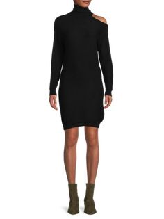 Платье-свитер BCBGeneration с высоким воротником в рубчик, черный