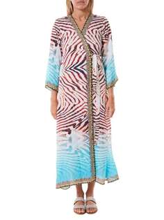 Платье Ranee&apos;s пляжное с запахом и принтом зебры, белый/красный/голубой Ranee's