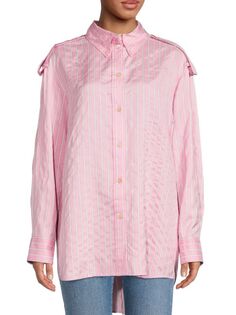 Рубашка Isabel Marant полосатая из смесового шелка, светло-розовый