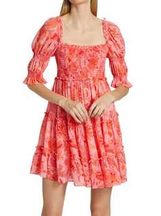 Присборенное мини-платье jacky с пышными рукавами Cinq à Sept English rose