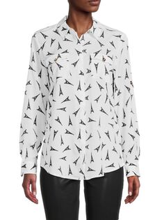 Рубашка Karl Lagerfeld Paris на пуговицах с принтом, белый/черный