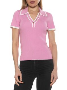 Рубашка-поло Alexia Admor Alice с контрастной отделкой в ​​рубчик, розовый