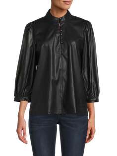 Блуза Текстурированная Karl Lagerfeld Paris из искусственной кожи, черный