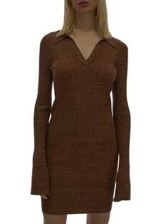 Мини - Платье Трикотажное Helmut Lang Marl, коричневый