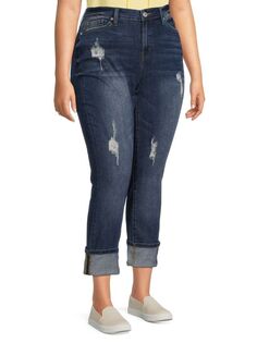 Узкие джинсы Copperflash с высокой посадкой и манжетами Plus, голубой
