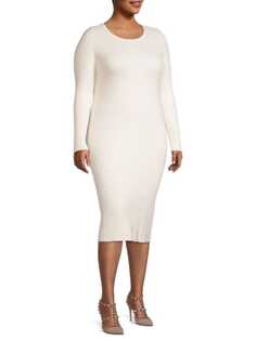 Платье Облегающее Трикотажное в Рубчик Victor Glemaud размера плюс, starch white