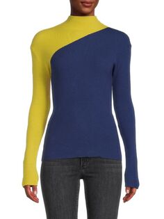 Трикотажный свитер Patrizia Luca в рубчик с цветными блоками, синий