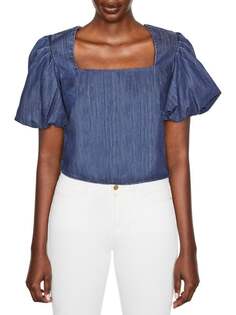 Укороченная блузка из шамбре nina Frame Blue