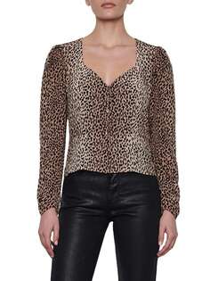 Шелковая блузка с анималистичным принтом Frame Leopard multi