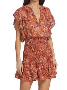 Мини - Платье Шелковое A.L.C. Carly со сборками, коричневый