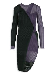 Шелковое облегающее платье в рубчик Bottega Veneta Black purple