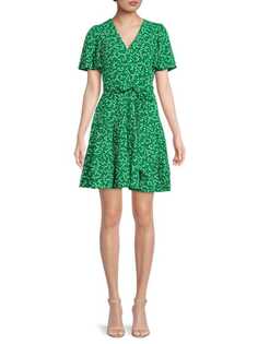Платье Ярусное Eliza J с поясом и цветочным принтом, зеленый