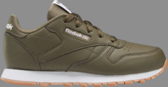 Кроссовки classic leather little kid &apos;army green&apos; Reebok, зеленый