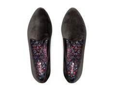 Туфли на плоской подошве Heron Velvet Flat Birdies, угольный бархат