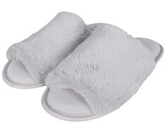 Слипперы Women&apos;s Plush Faux Fur Fuzzy Slide on Open Toe Slipper with Memory Foam Jessica Simpson, серый