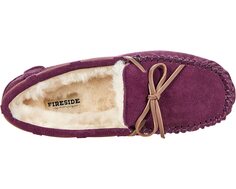 Слипперы Victoria Genuine Shearling Moccasin with Tie FIRESIDE by Dearfoams, баклажан