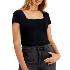 Боди And Now This Macy&apos;s Square-Neck Short-Sleeve, черный