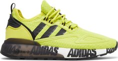 Кроссовки Adidas ZX 2K Boost J &apos;Bold Logo Graphic - Acid Yellow&apos;, желтый