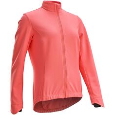 Велосипедная куртка для шоссейного велосипеда зимняя женская 100 розовая VAN RYSEL, неоновый лосось